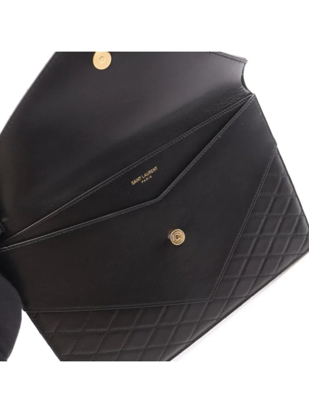 Saint Laurent Paris Clutch Gabby Black Leather Flap Chain